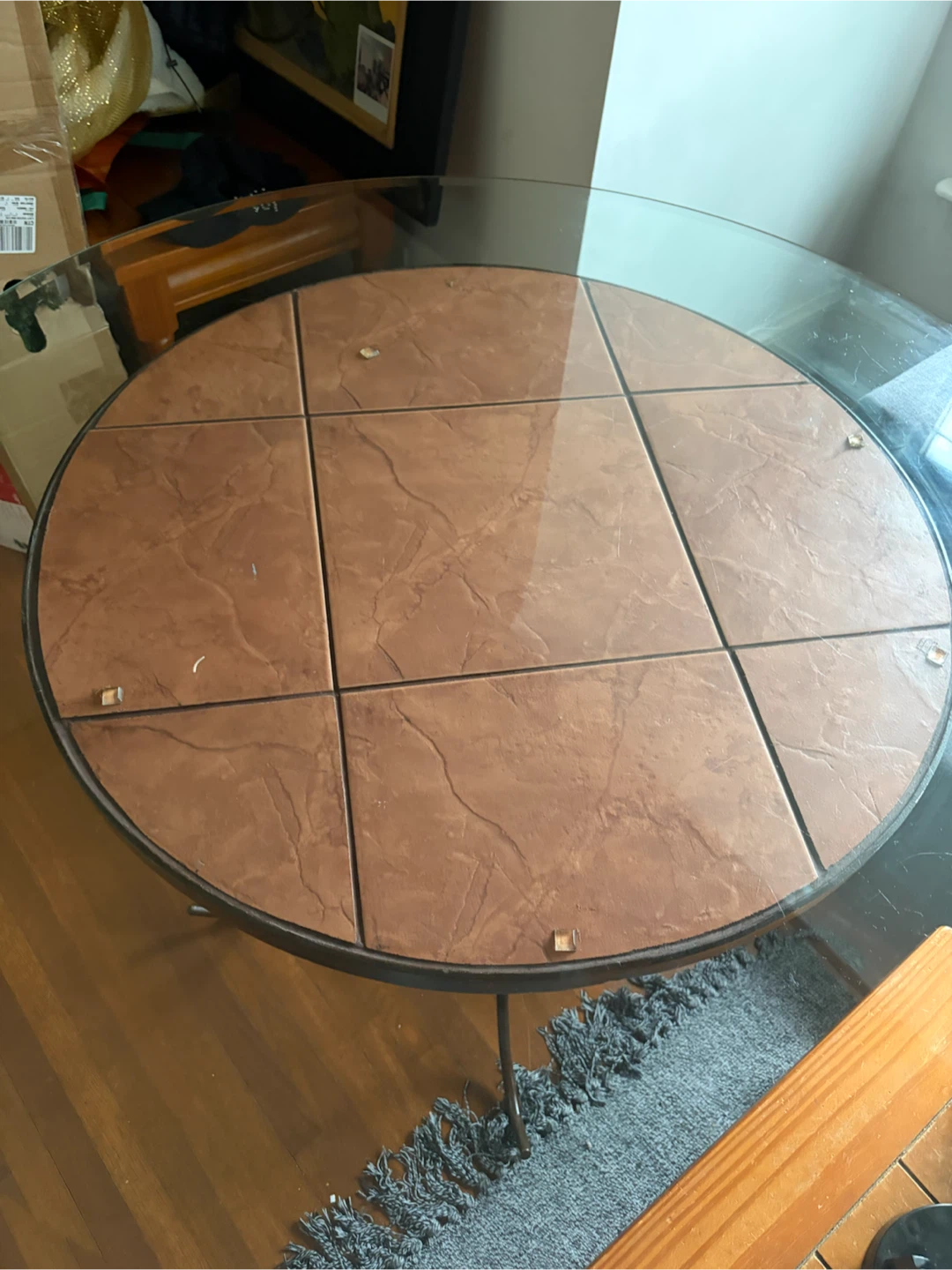 Round Glass and Tile Table