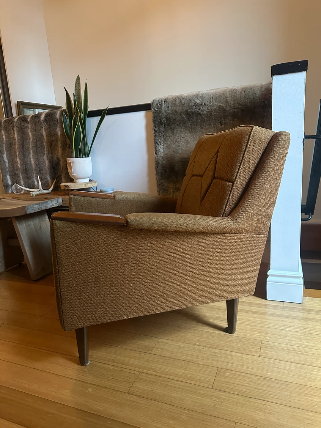 WOW! VINTAGE MCM TEAK WOOD LOUNGE CHAIR MID CENTURY MODERN - photo 2