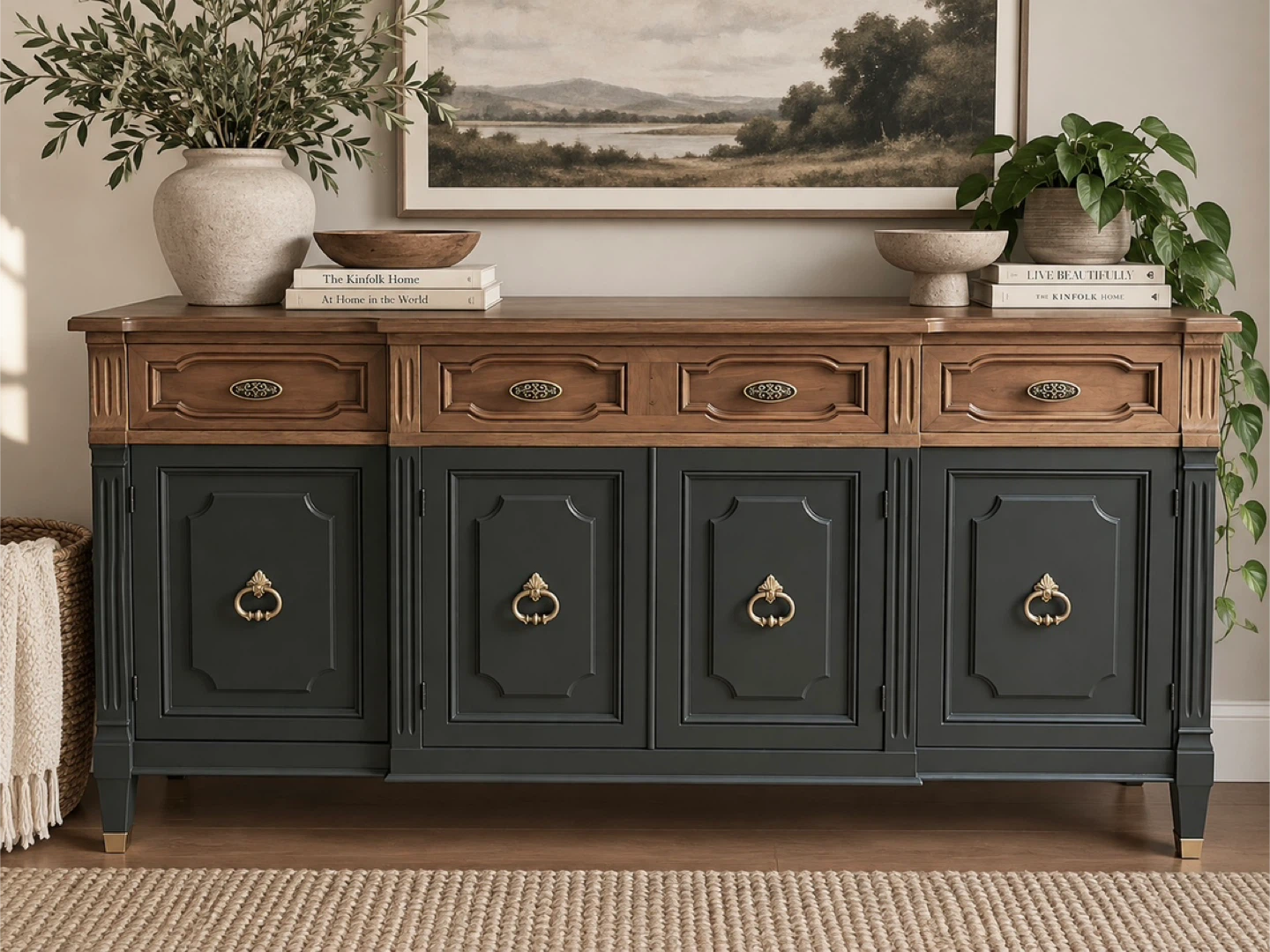 ✨ Vintage Refinished Credenza / Sideboard
