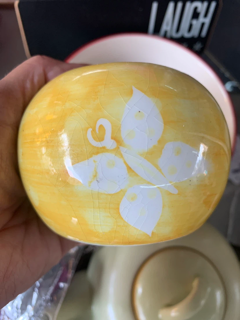 Set of 2 Yellow Butterfly Candle Holders - photo 2