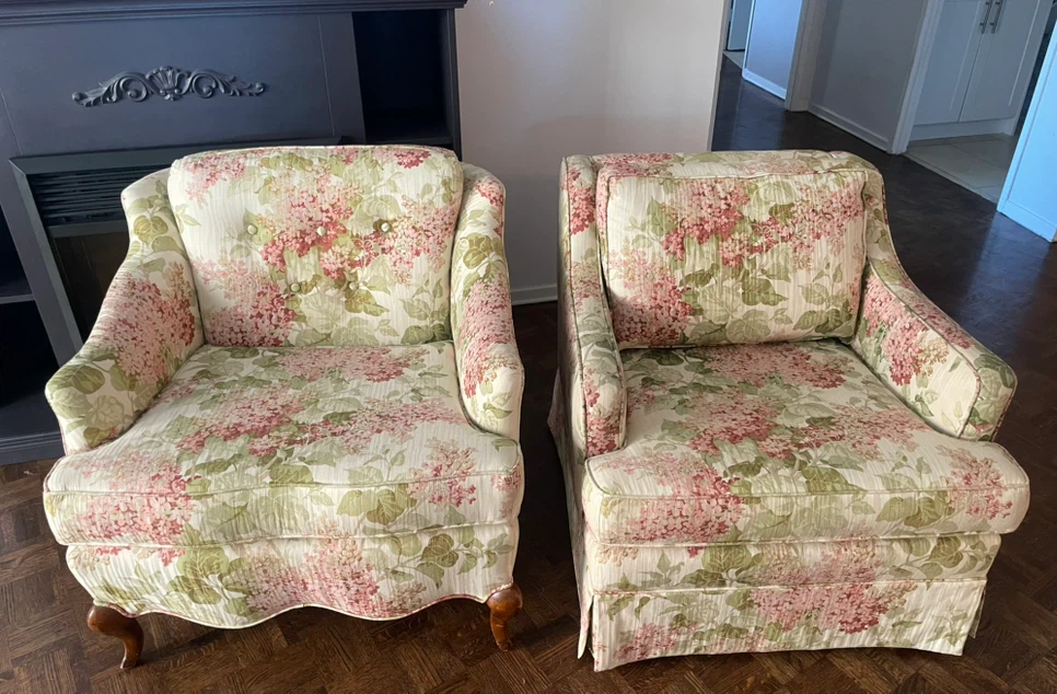 A pair of Beautiful Floral arm chairs