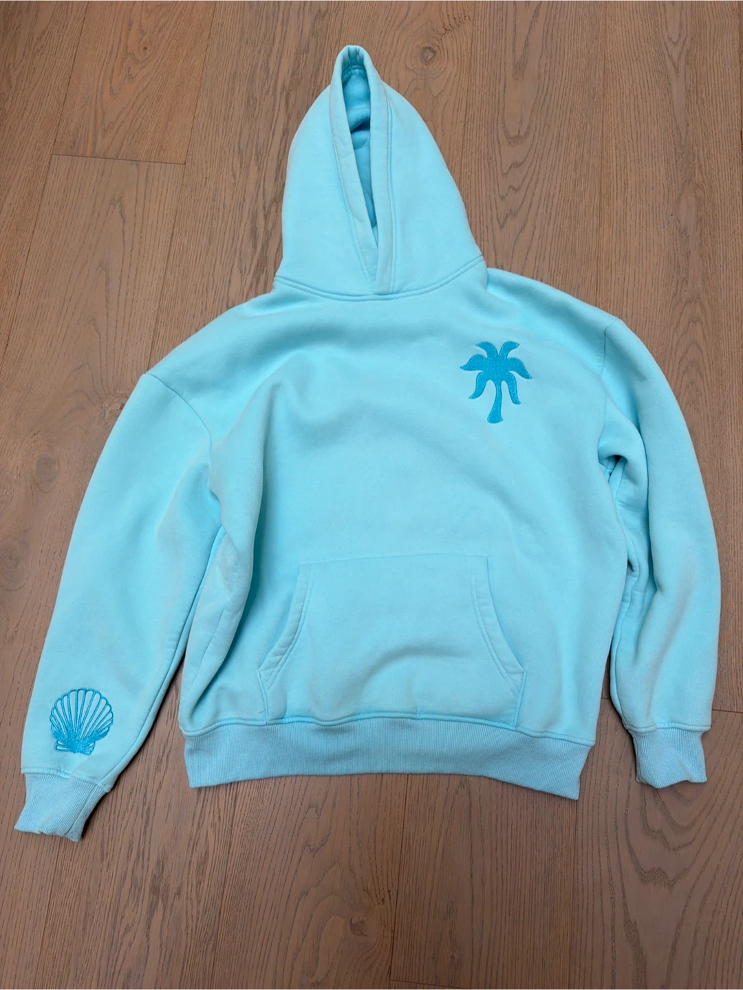 Pink Palm Puff Embroidered Hoodie