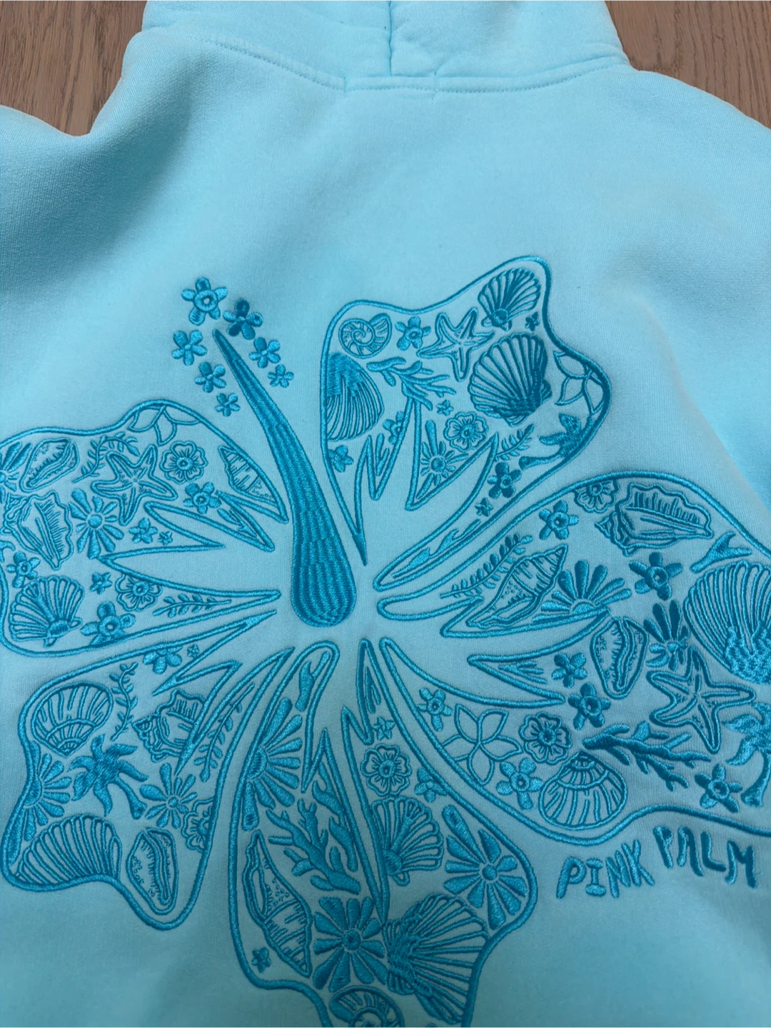 Pink Palm Puff Embroidered Hoodie - photo 3