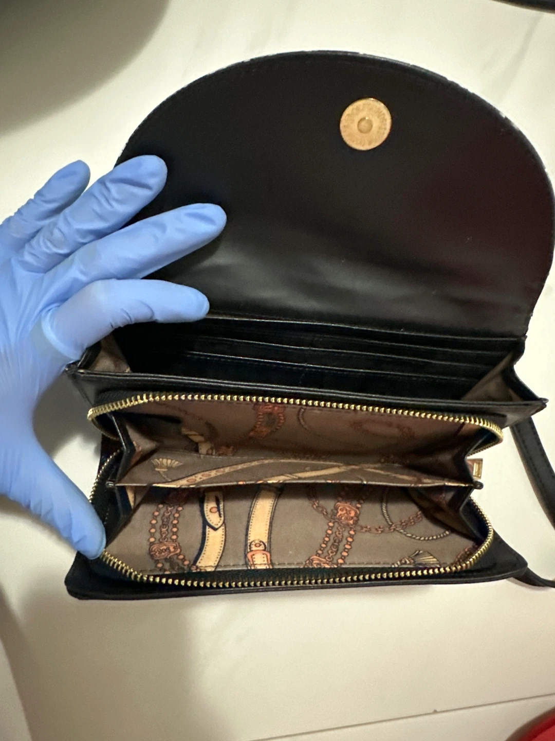 Black and Snakeskin Print Crossbody Wallet - photo 2