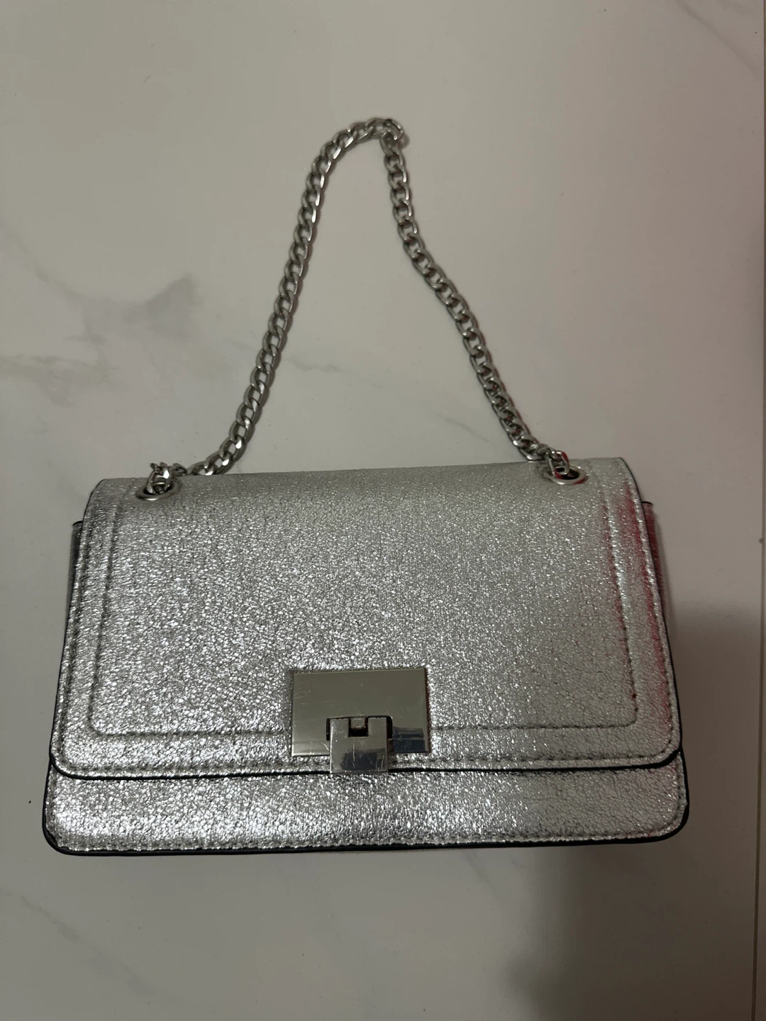 Stradivarius silver chain shoulder bag