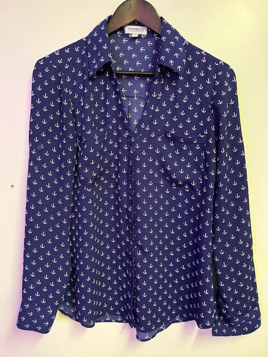 Express The Portofino Shirt Navy Anchor Print