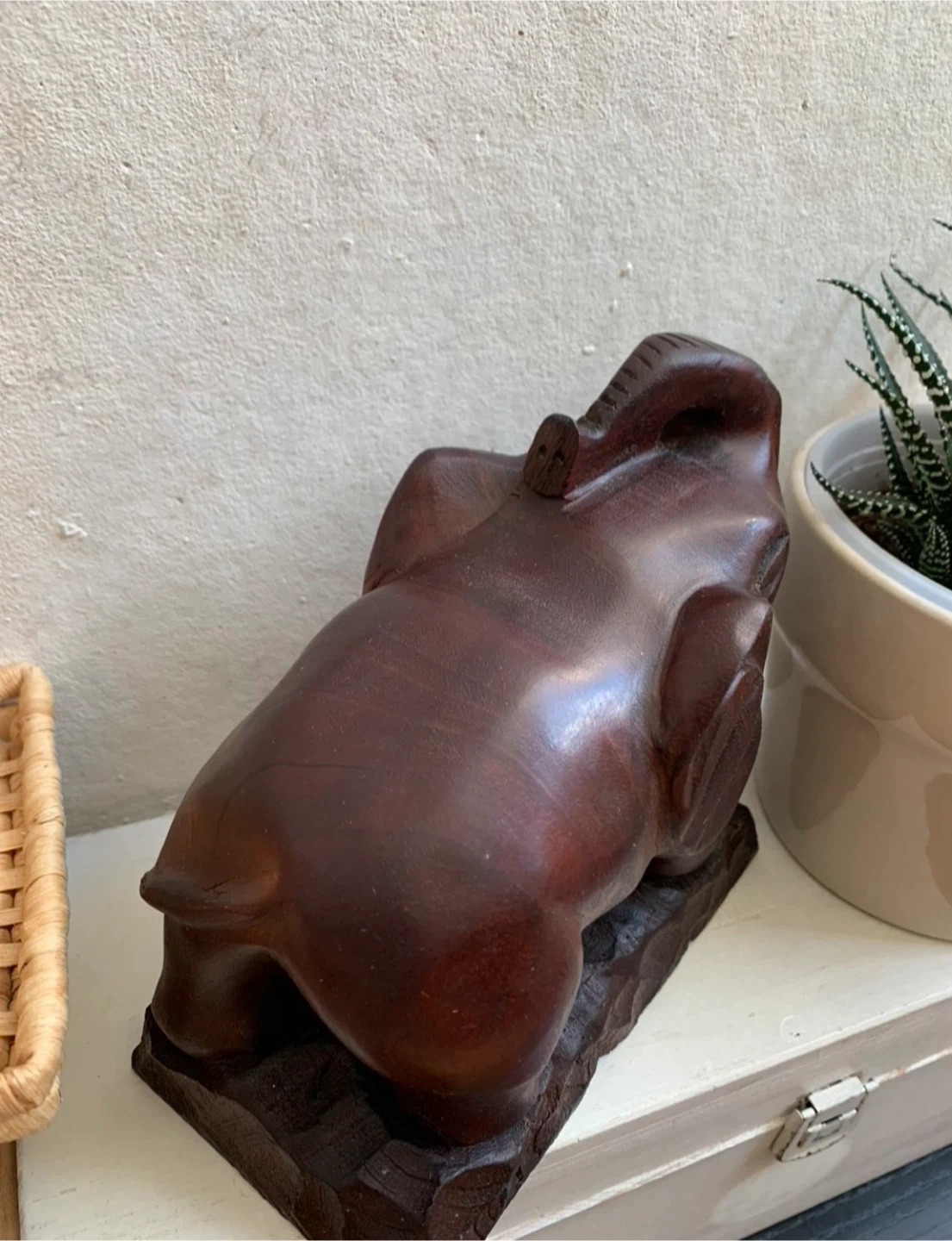 Vintage Wooden Elephant Carving - photo 3