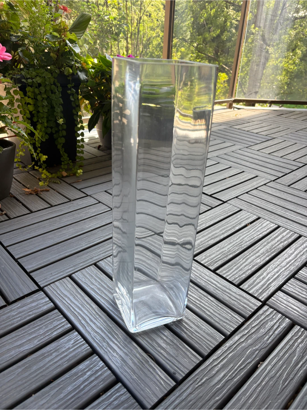 Tall Square Glass Vase