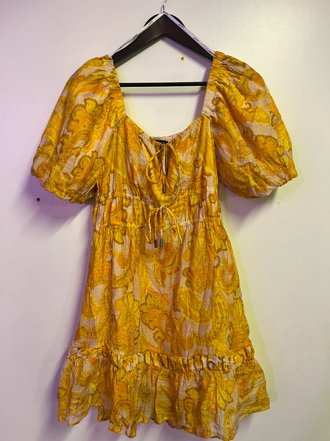 Minkpink Yellow Paisley Dress Medium