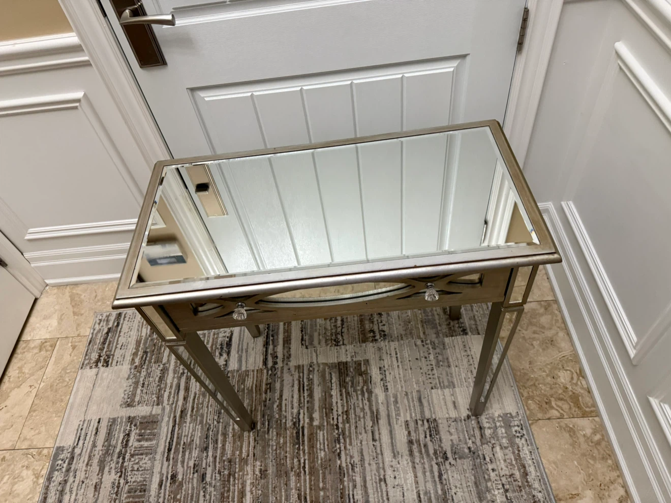 Mirrored Accent Table with Drawer - photo 2