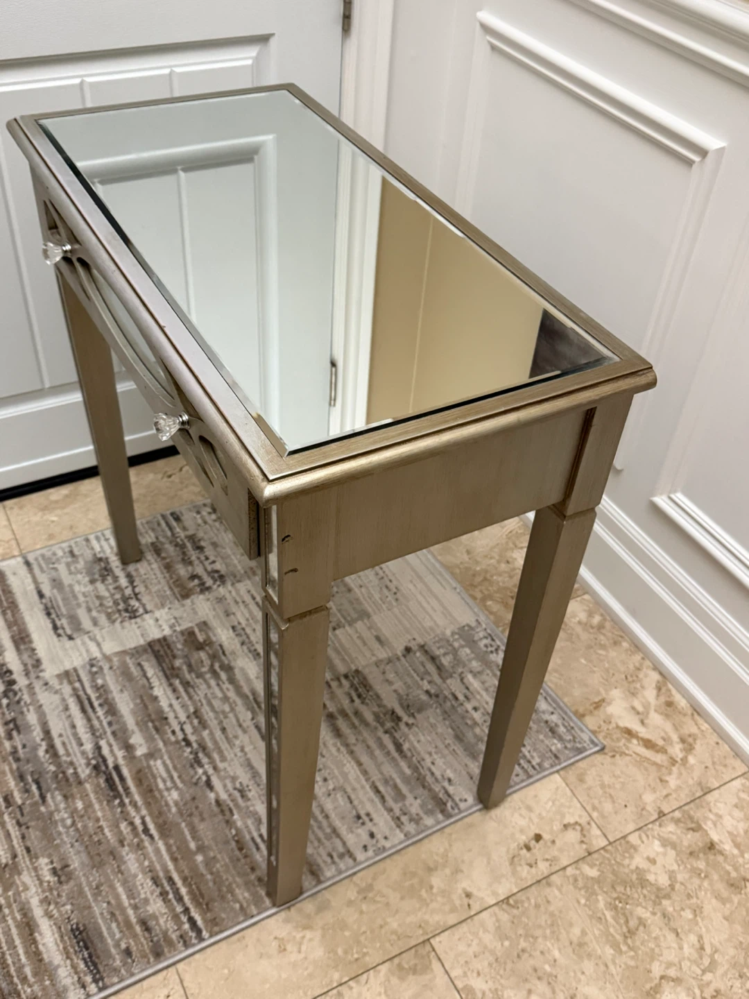 Mirrored Accent Table with Drawer - photo 3