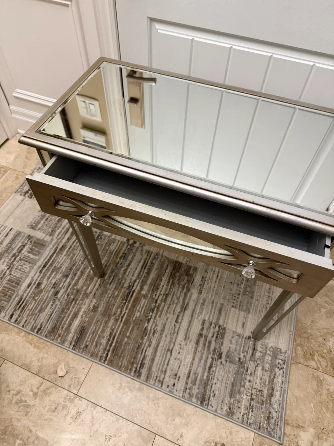 Mirrored Accent Table with Drawer - photo 5