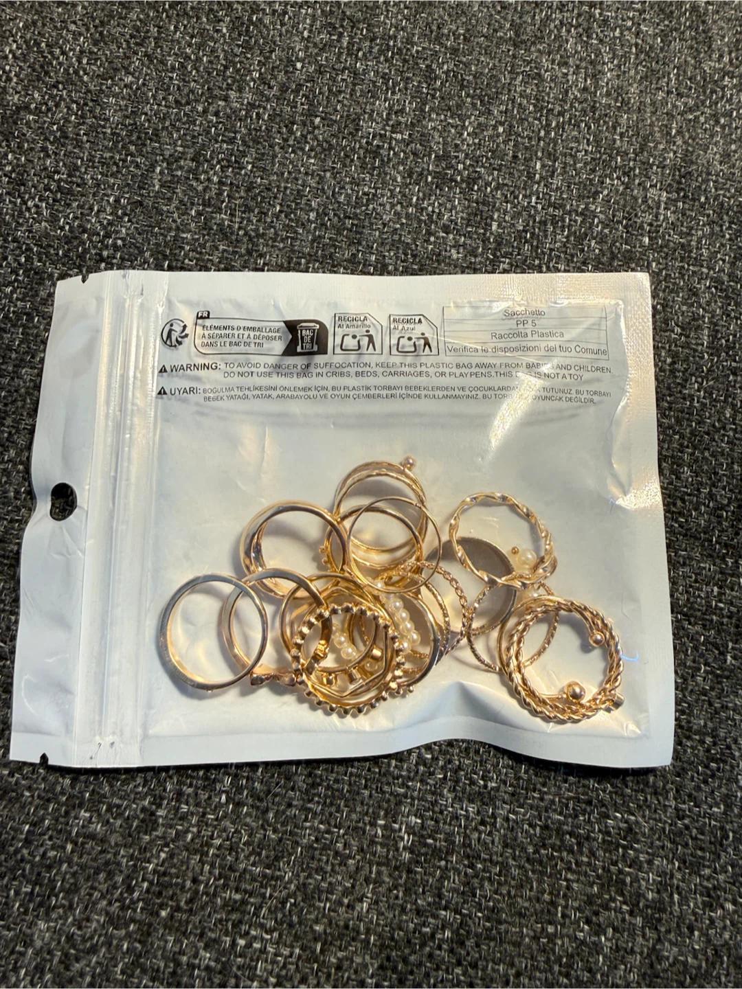 Stackable Rings Set of 21 Gold tone fashion rings