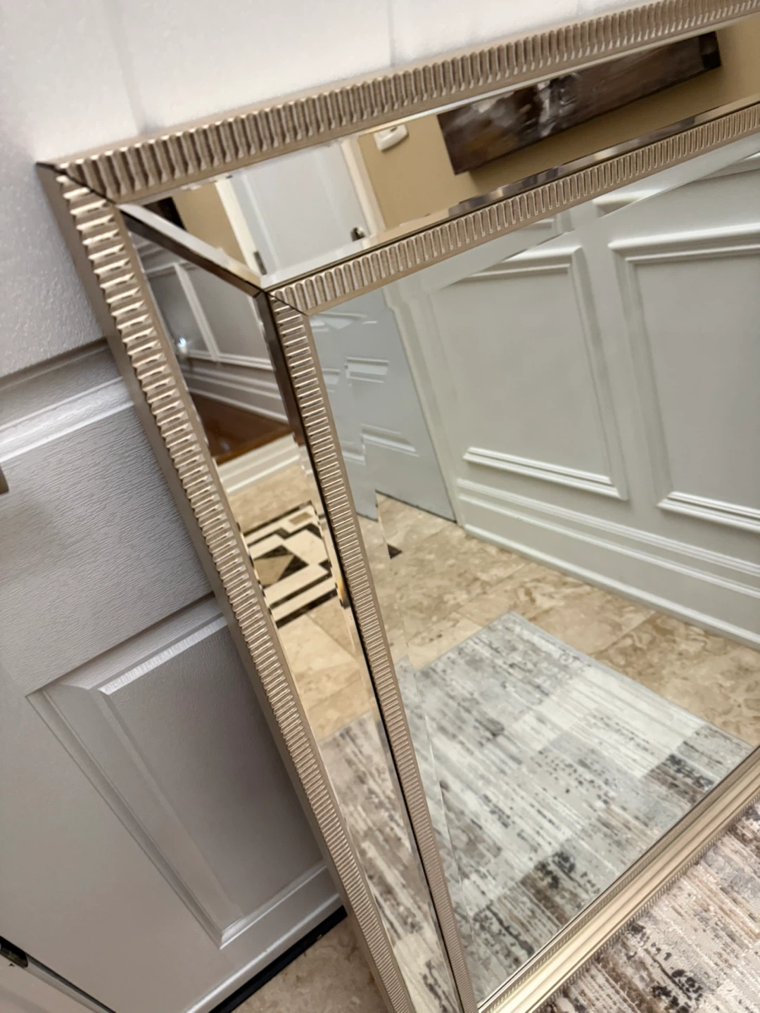 Large champagne silver framed wall mirror - photo 2