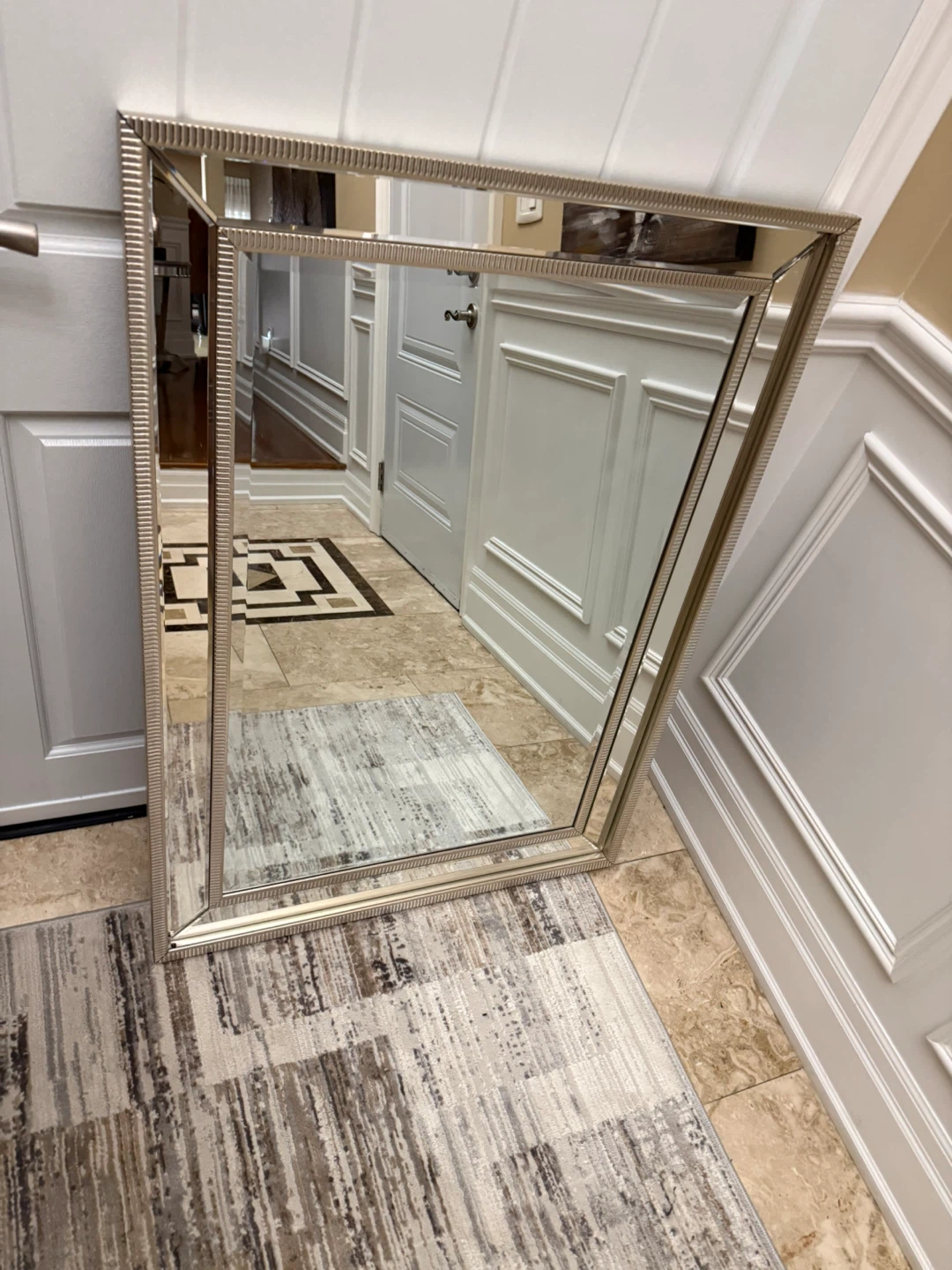 Large champagne silver framed wall mirror - photo 3