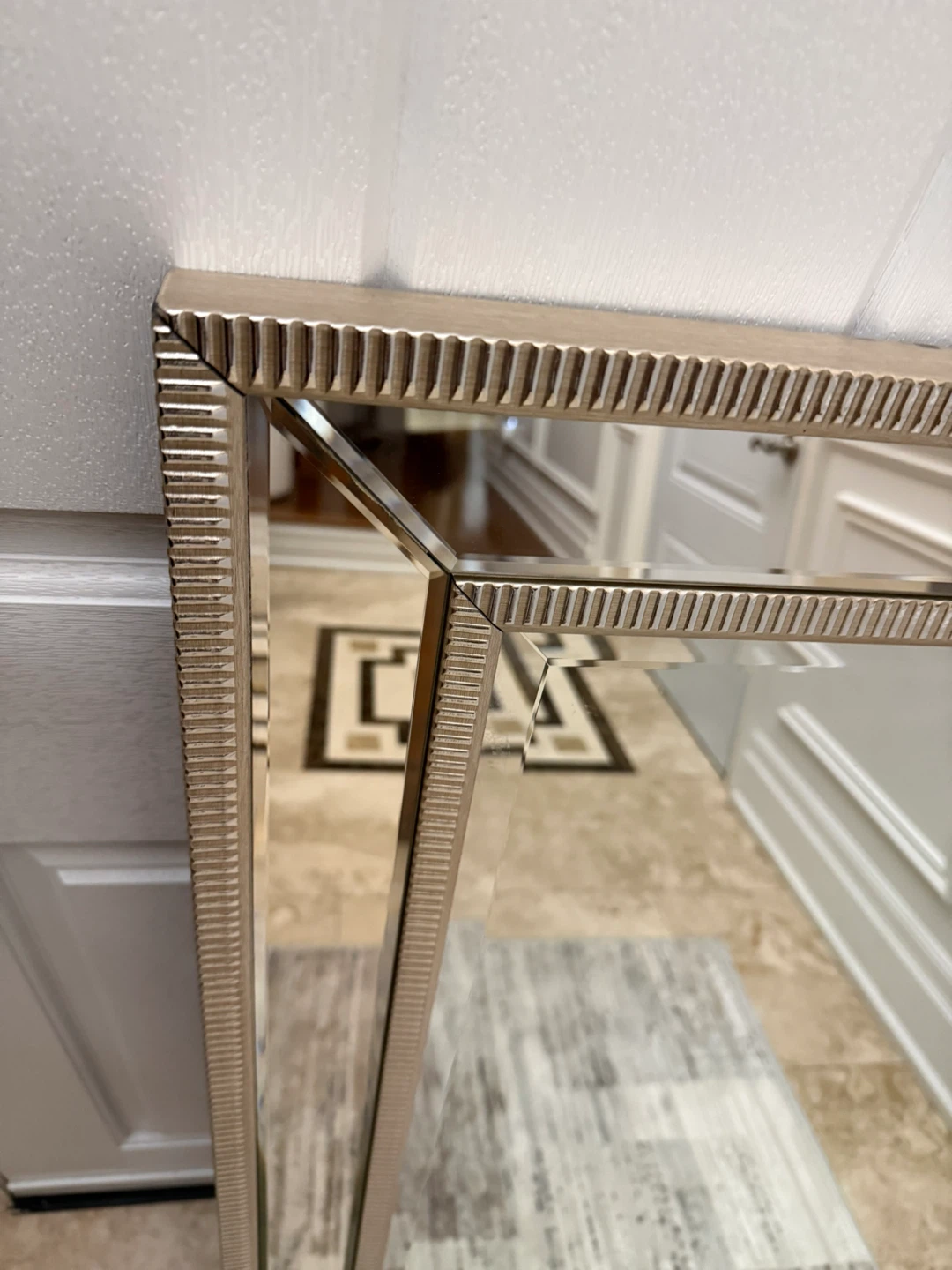 Large champagne silver framed wall mirror - photo 4