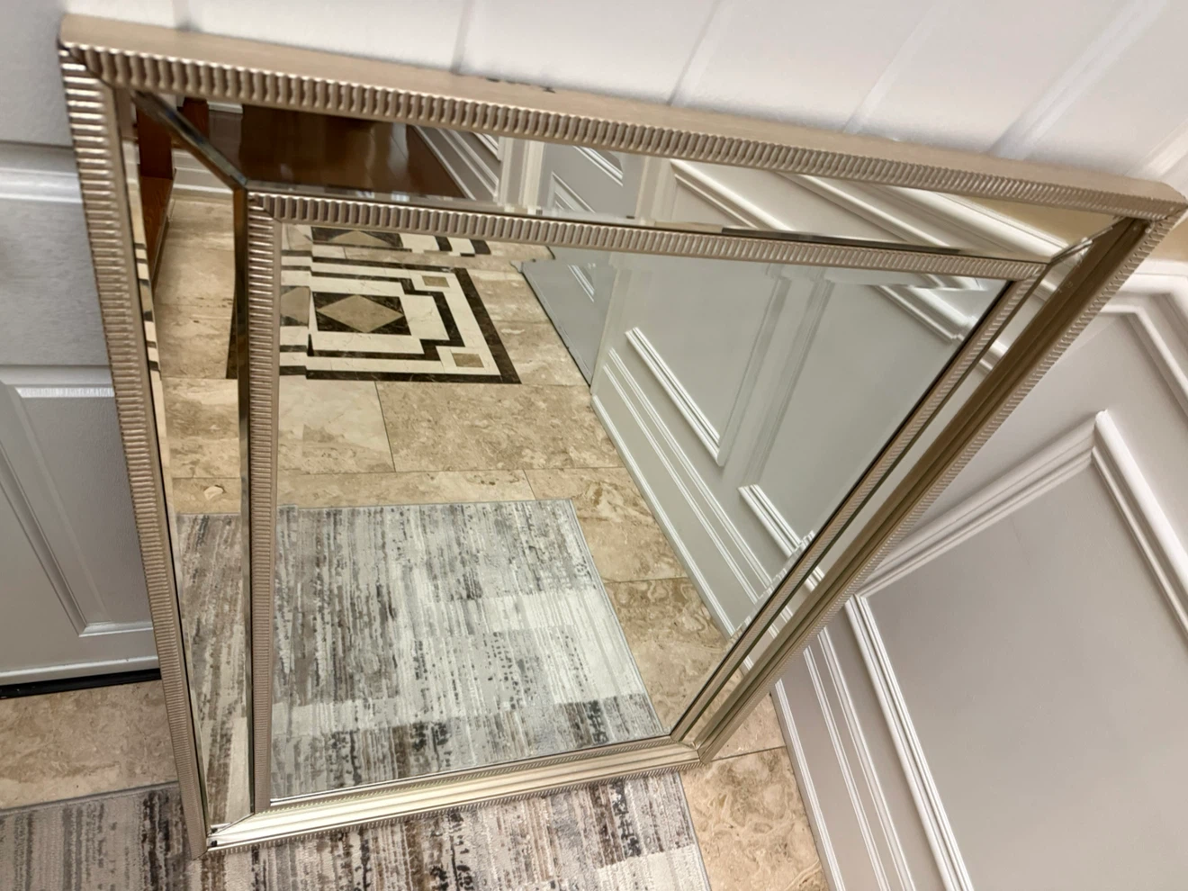 Large champagne silver framed wall mirror - photo 5