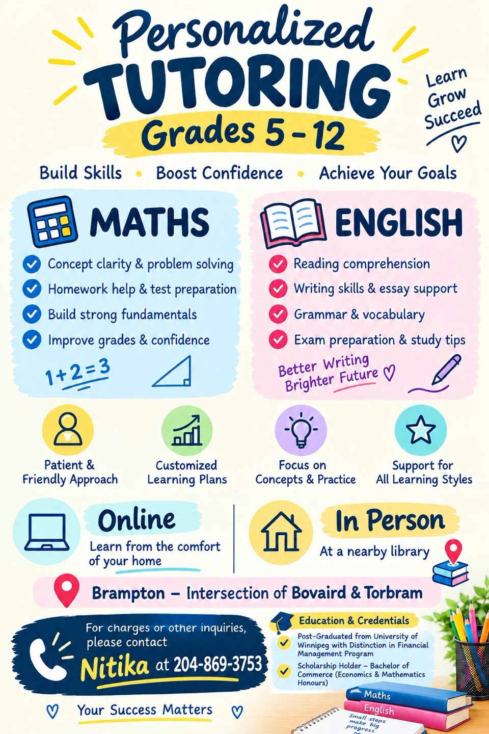 Personalized Math and English Tutoring Grades 5-12