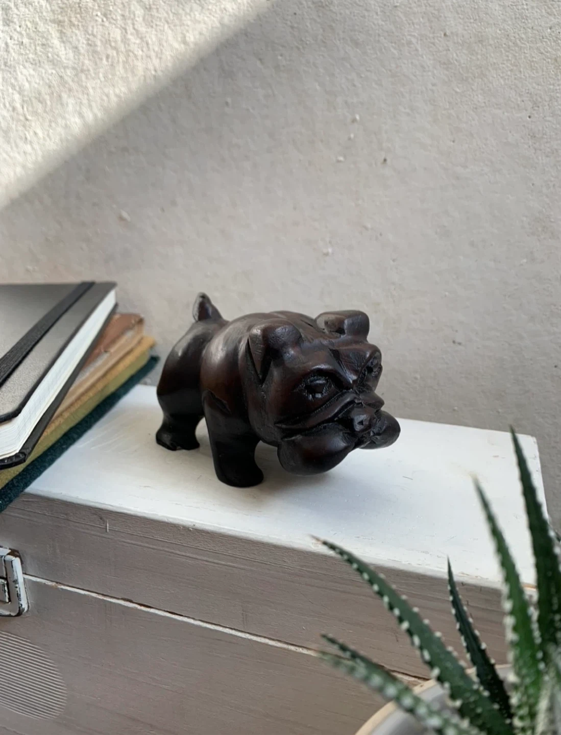 Vintage Wooden Bulldog Figurine - photo 2