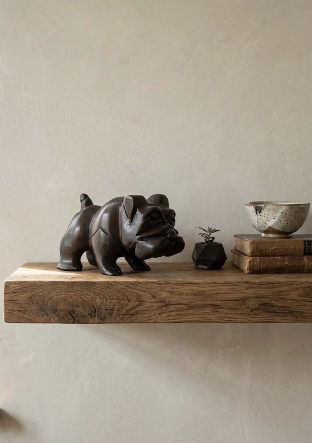 Vintage Wooden Bulldog Figurine - photo 4