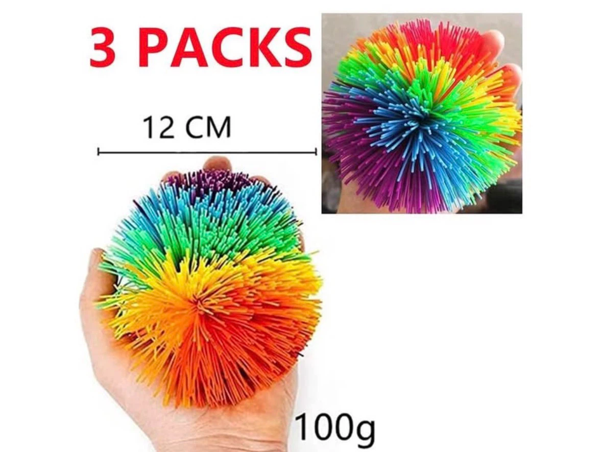3 Large sensory Monkey String Balls .  Size 10cm Diameter