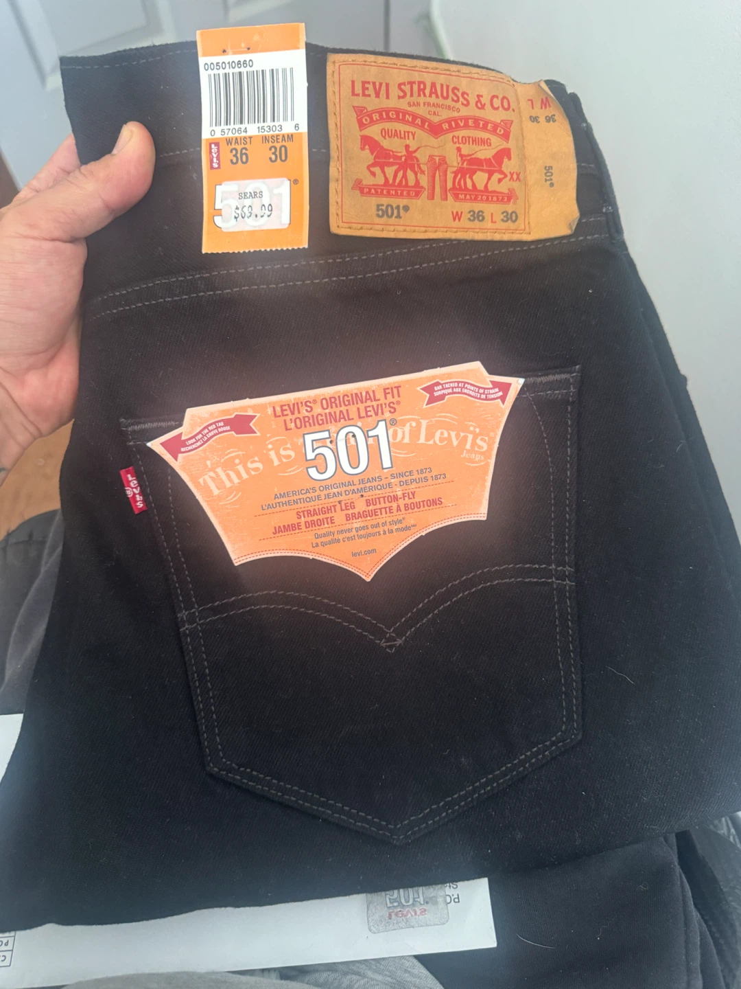 Levi's 501 Original Fit Jeans - Black - 36x30