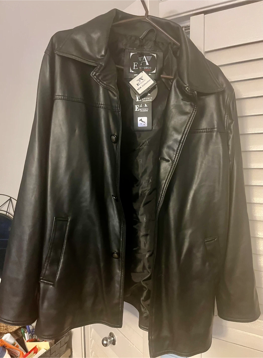 Emporio Collezione Black men leather Jacket size M