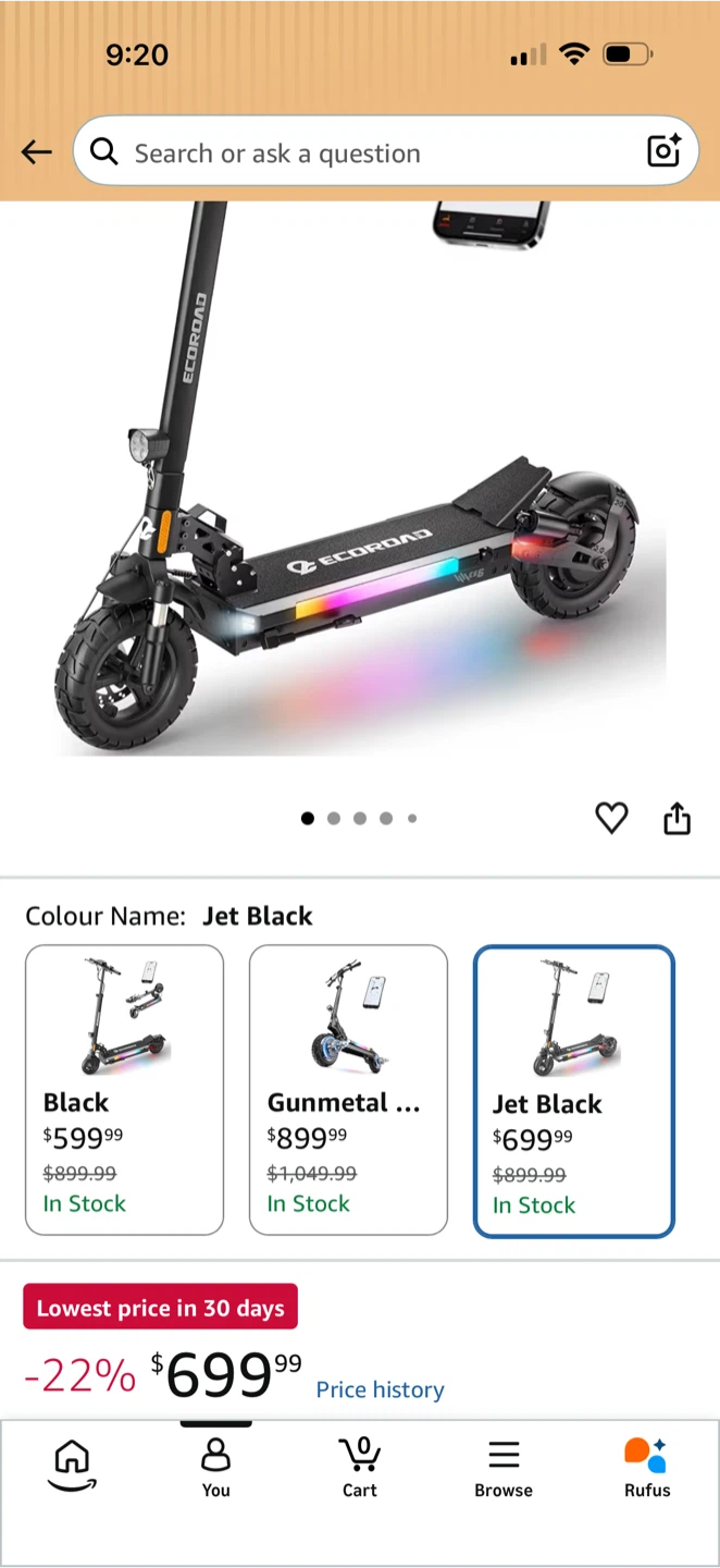 Ecoroad Electric Scooter Jet Black