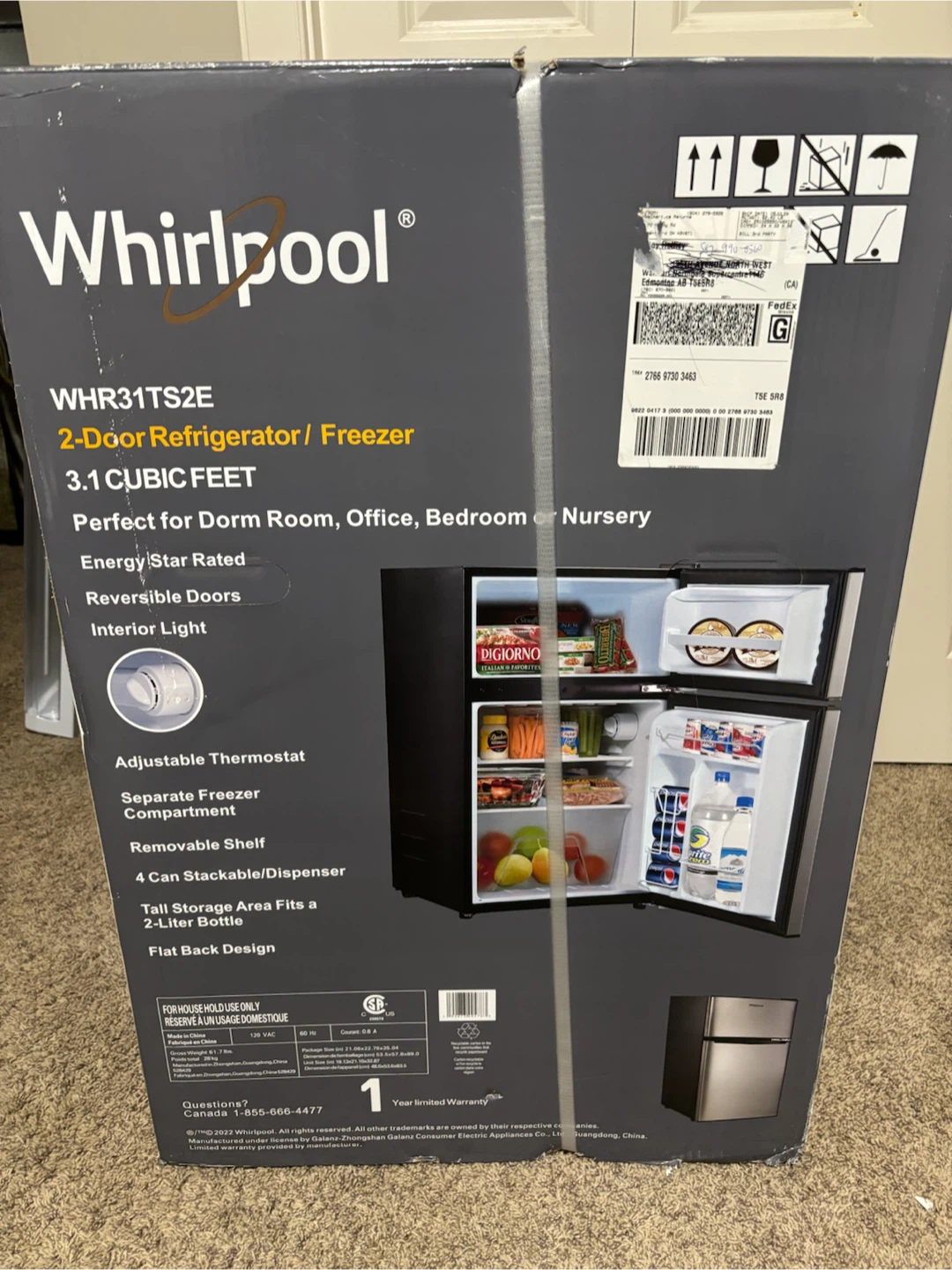 Whirlpool 3.1 Cubic Foot 2-Door Refrigerator/Freezer - photo 2