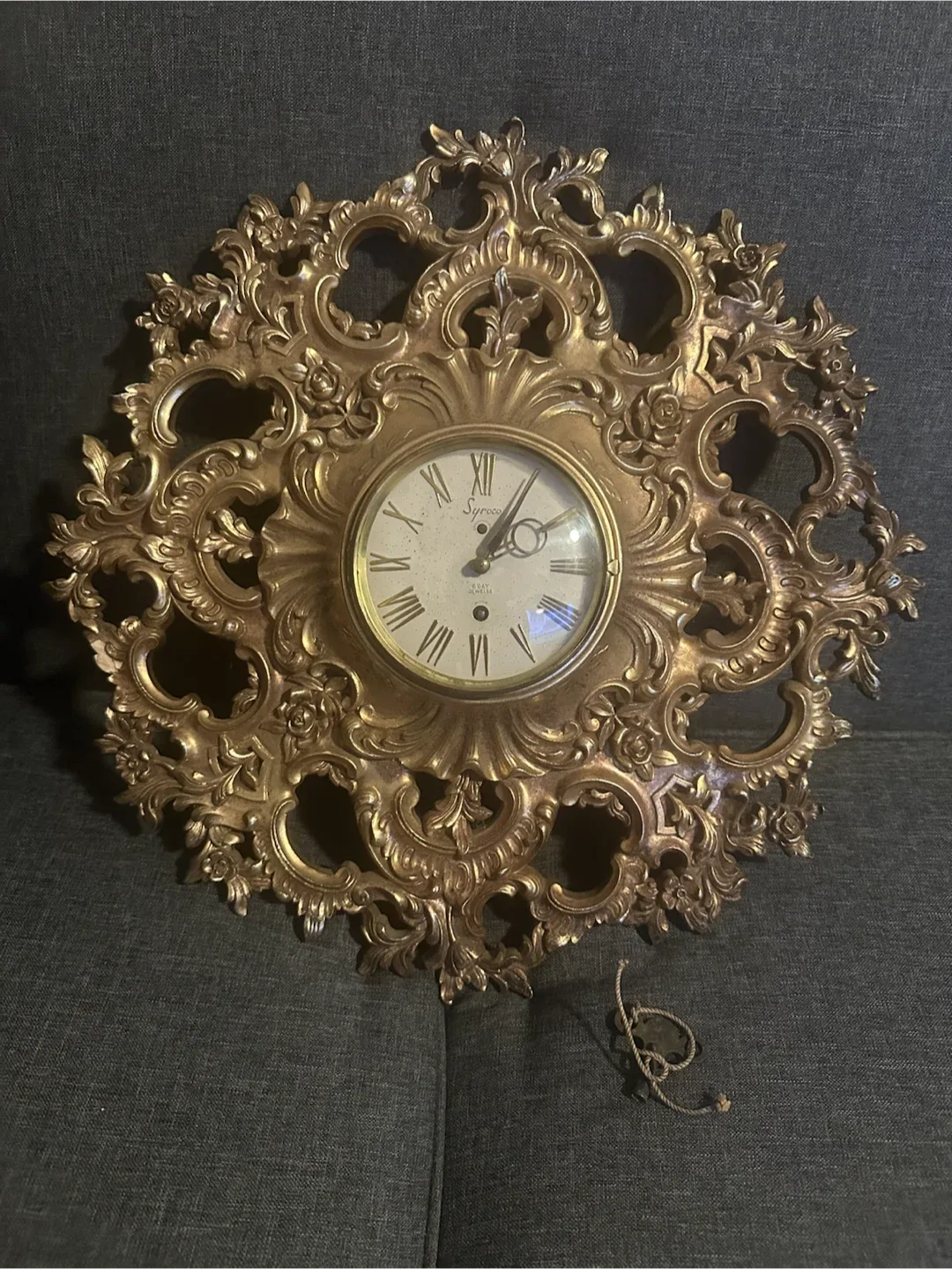 Vintage Syroco 8 Day Clock with Key