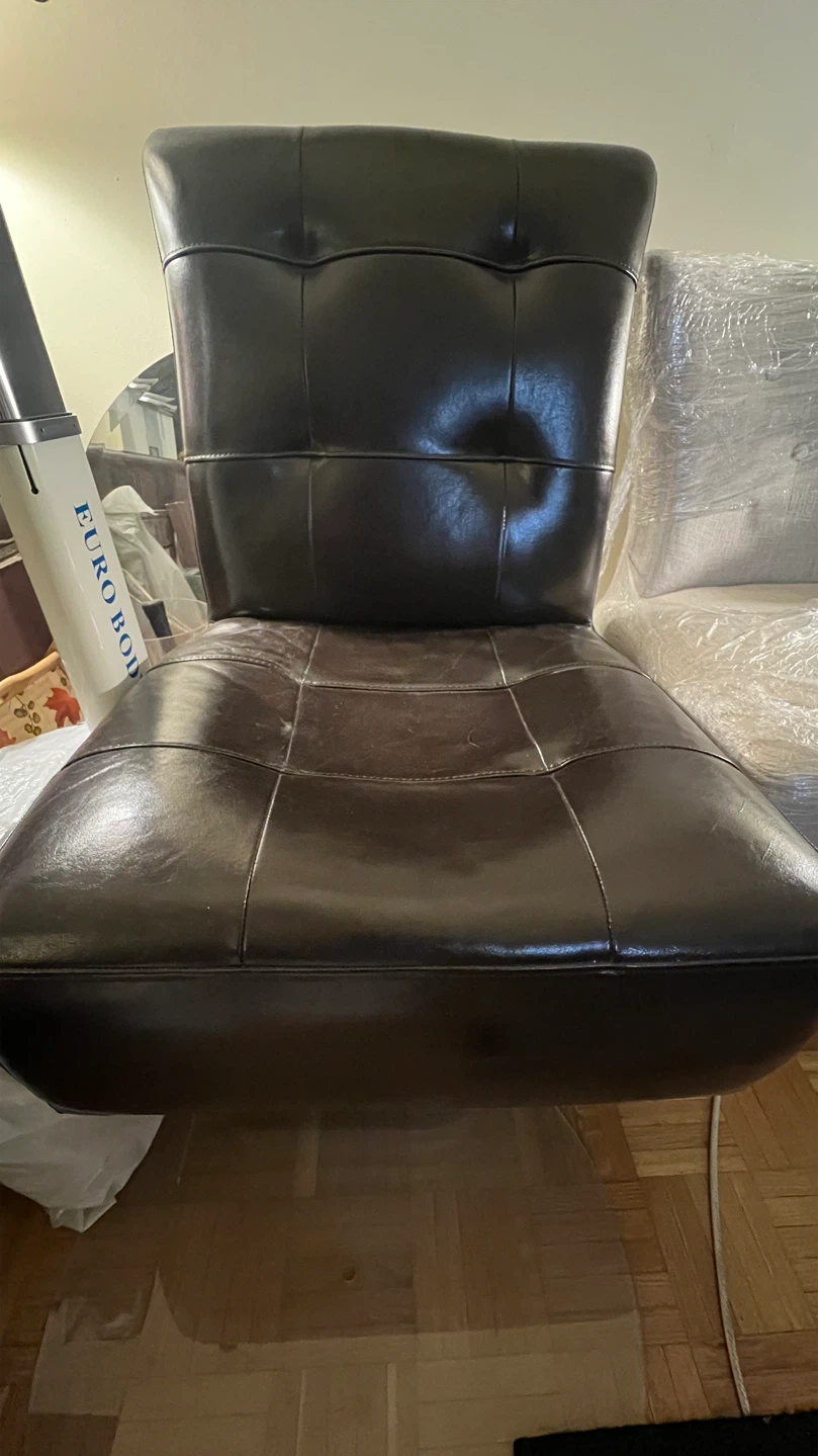 Dark Brown Faux Leather Tufted Chair