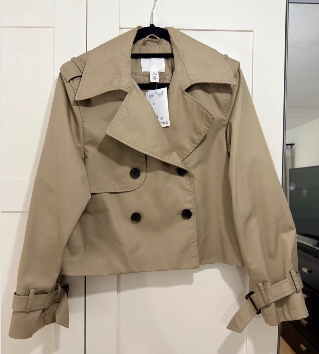 (NWT) H&M Cropped Trench Jacket - Size Small - photo 2