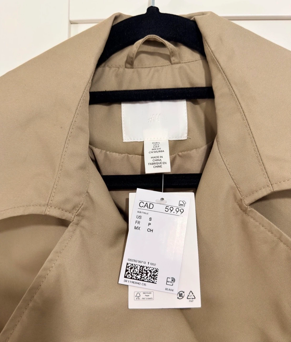 (NWT) H&M Cropped Trench Jacket - Size Small - photo 3