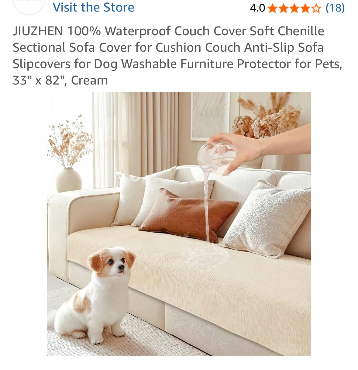Brand new JIUZHEN Waterproof Chenille Sofa Cover, Cream