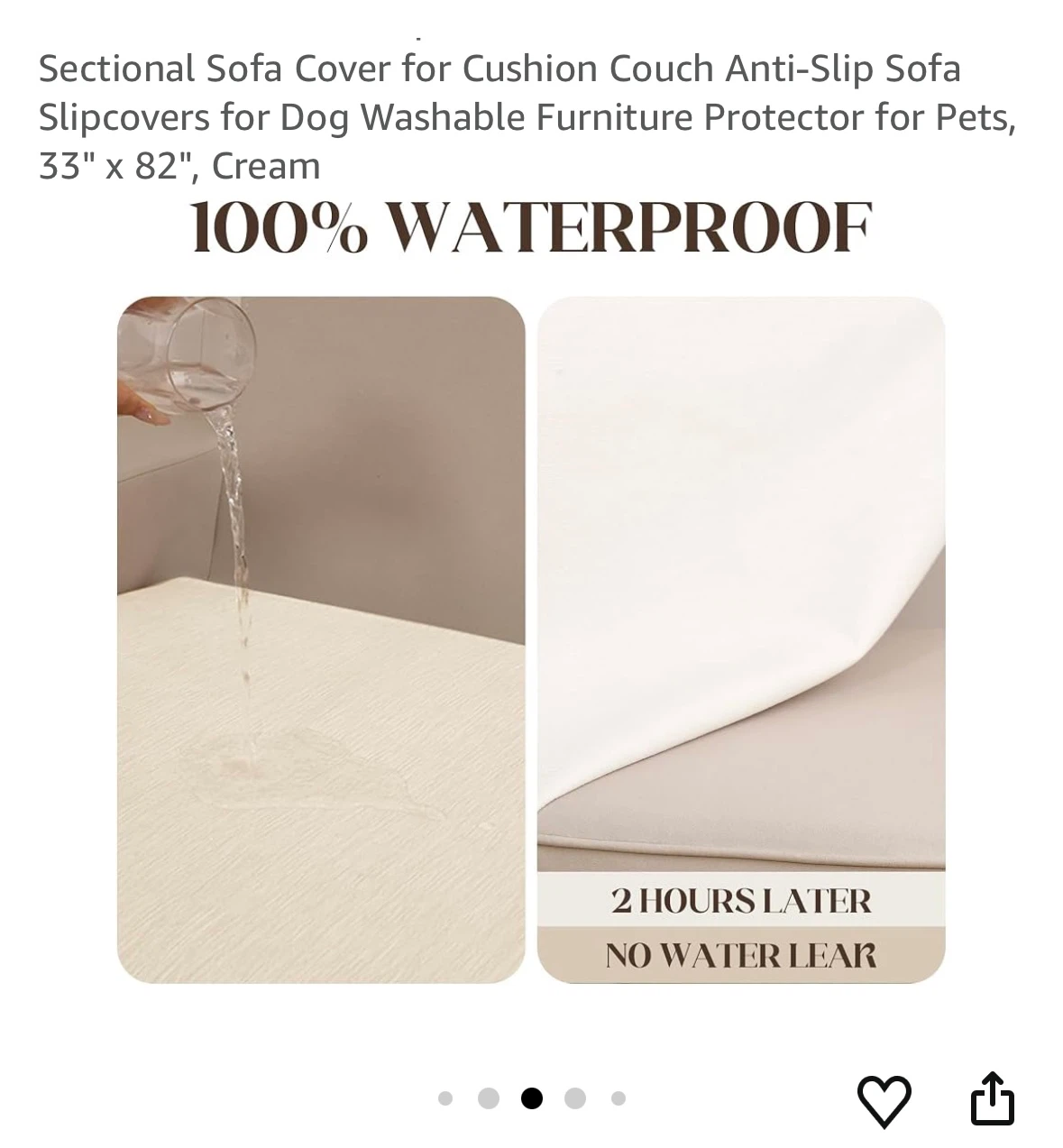 Brand new JIUZHEN Waterproof Chenille Sofa Cover, Cream - photo 3