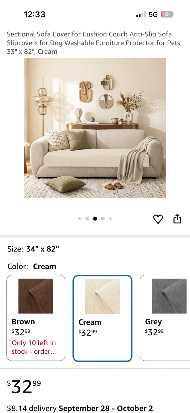 Brand new JIUZHEN Waterproof Chenille Sofa Cover, Cream - photo 4