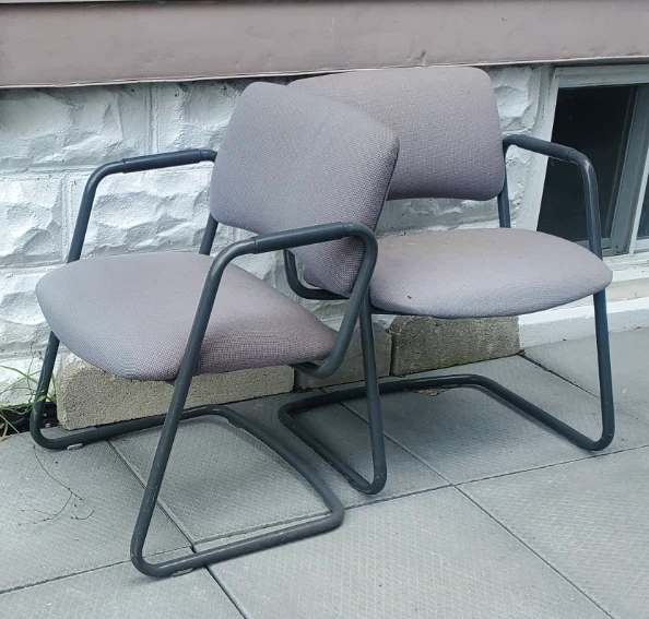 Set of Two Grey Office Guest Chairs