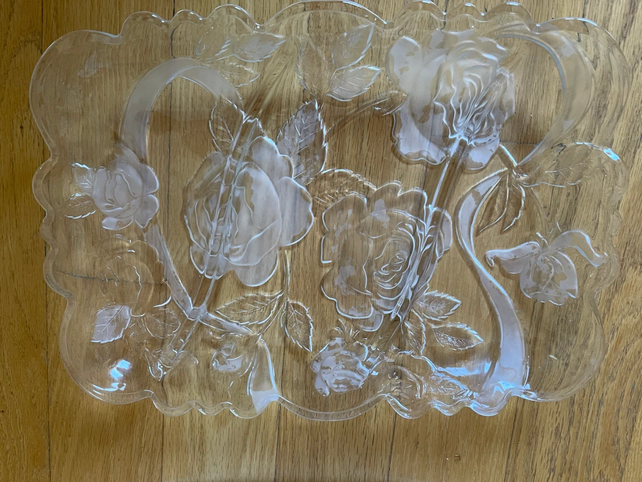 Vintage Frosted Glass Rose Serving Tray