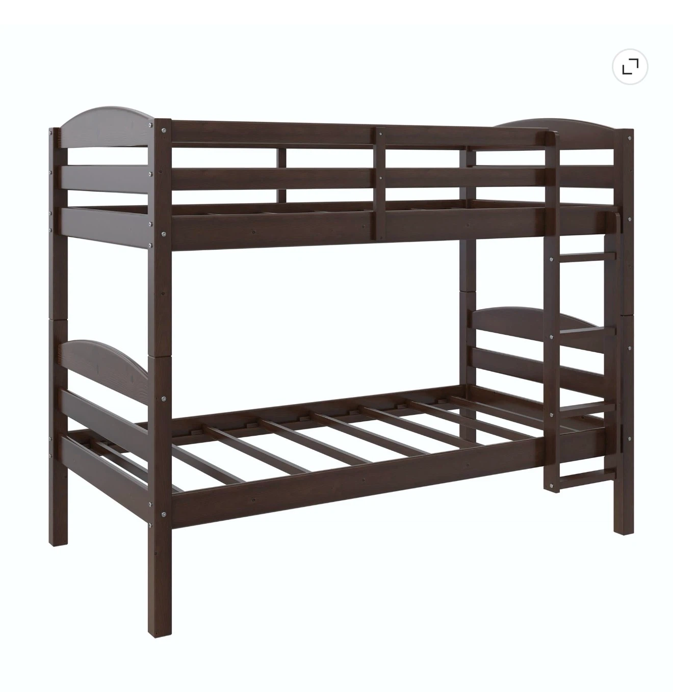 Solid Wood Twin-over-Twin Bunk Bed + 2 Mattresses – Mocha - photo 4