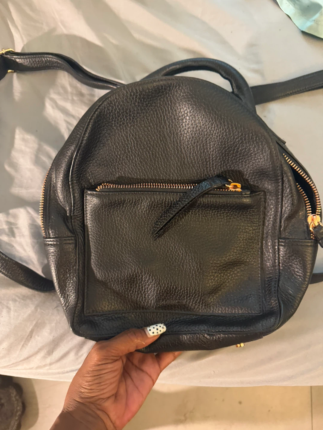 Marcs Black Leather Mini Backpack