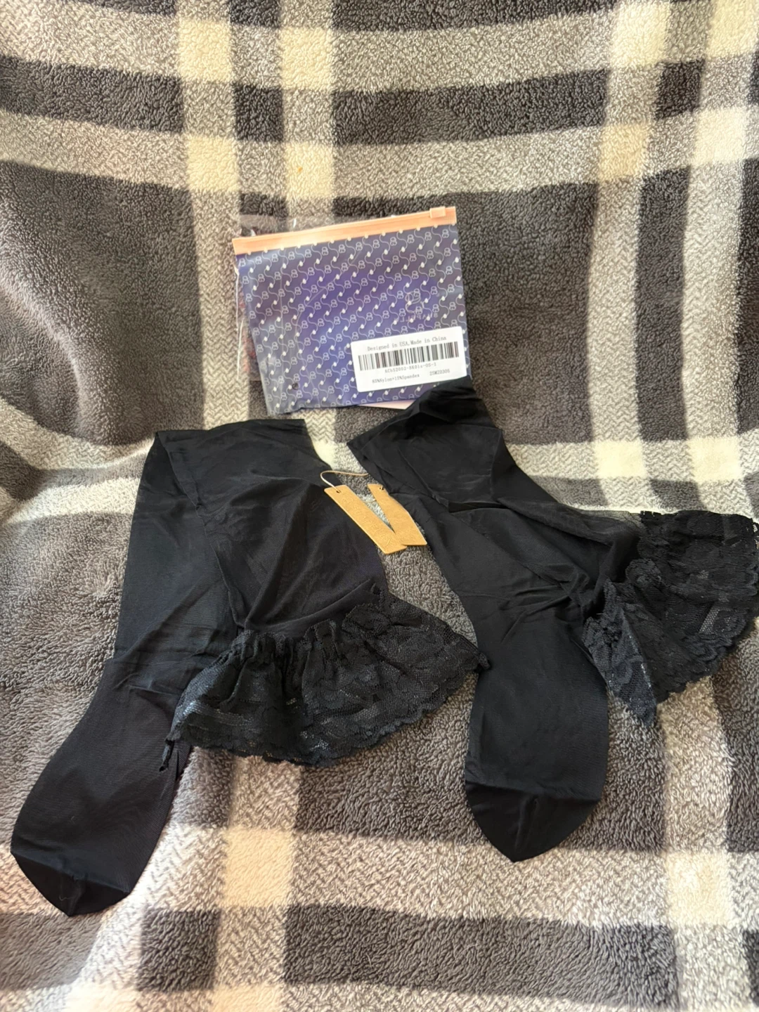 Shapellx Black Lace Top Thigh High Stockings - photo 2