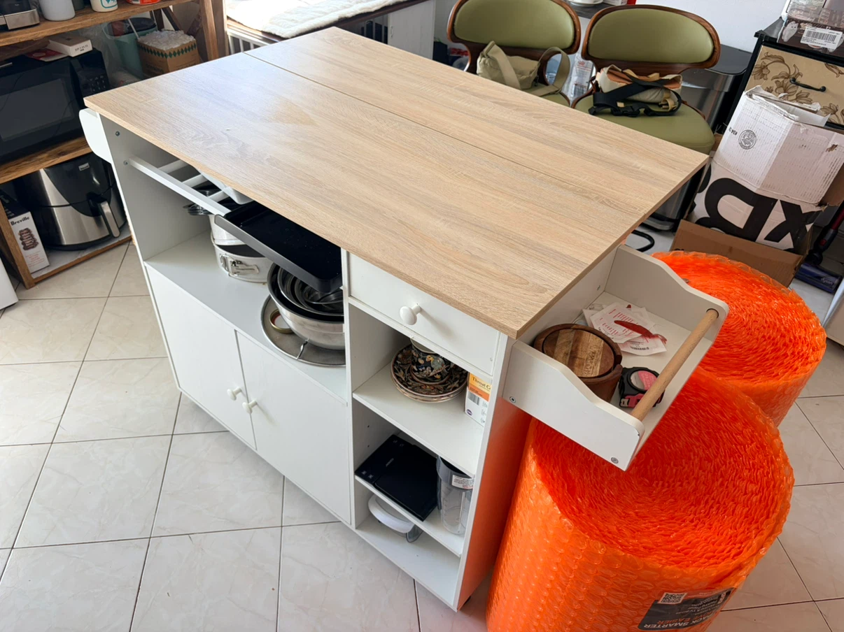Kitchen Island with Storage and Drop Leaf