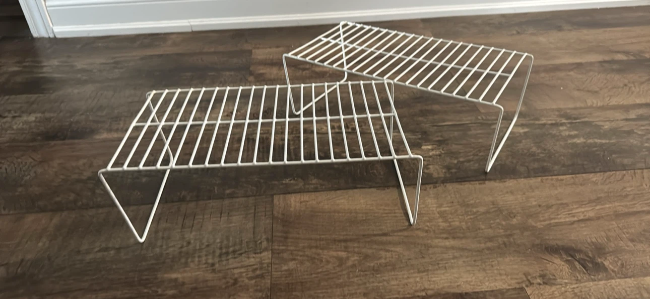 Two White Wire Cabinet Shelves