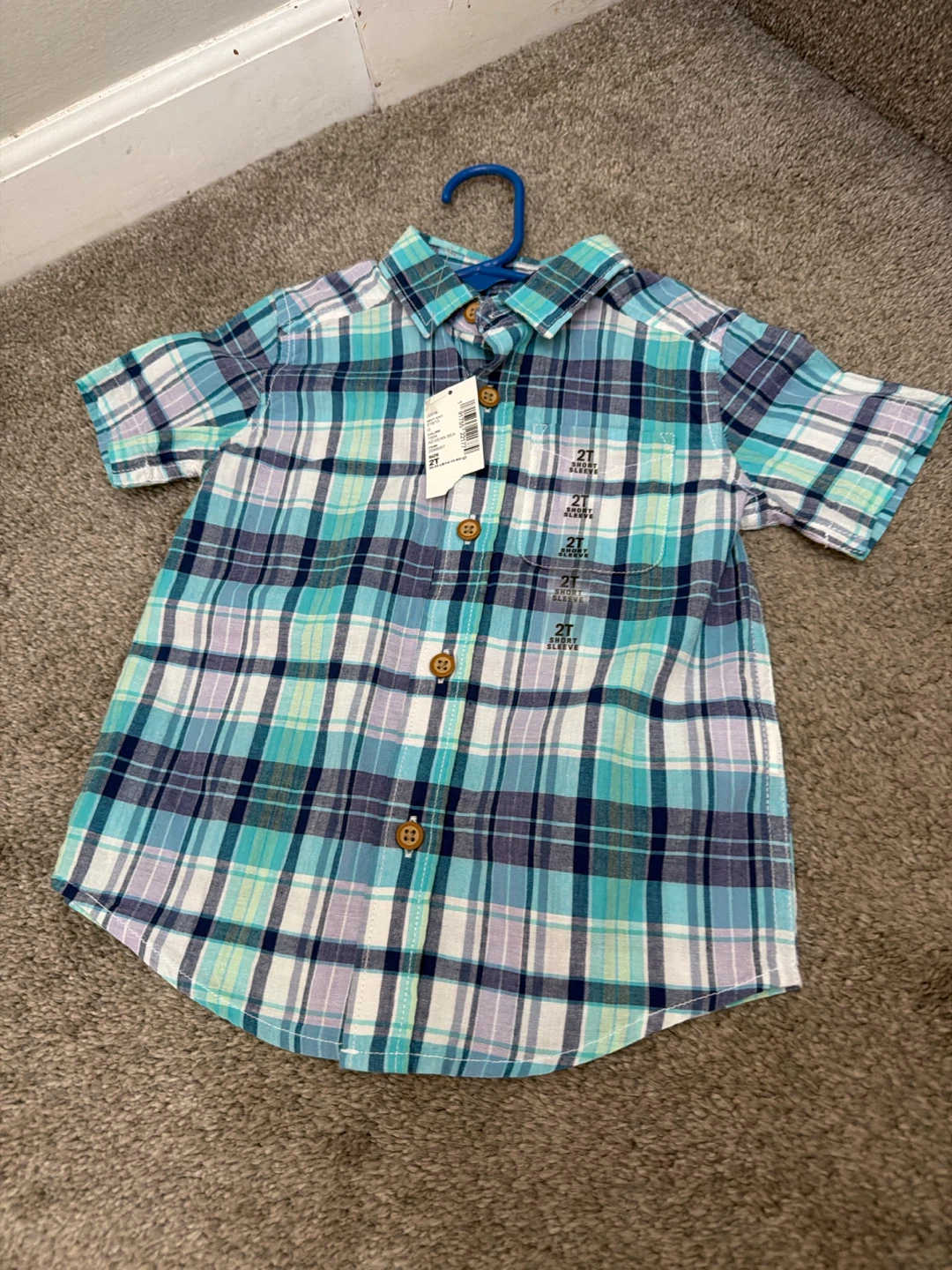 Toddler Boys Plaid Short Sleeve Shirt 2T
