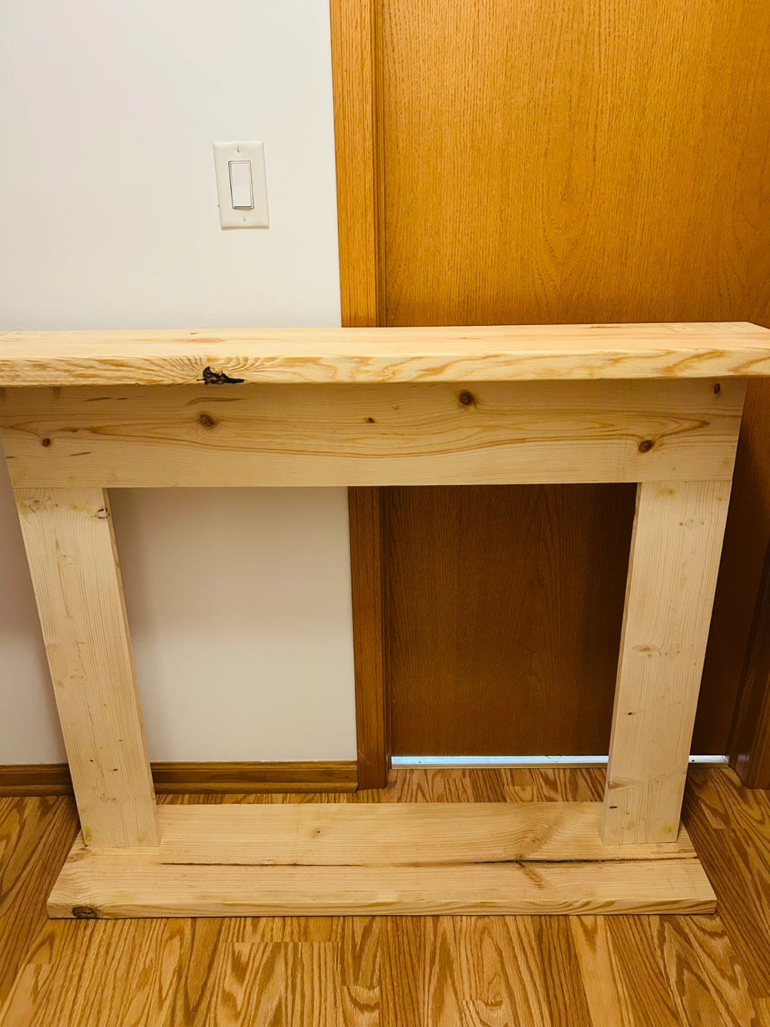 Handmade Wooden Faux Fireplace Mantle – Unfinished, Customizable