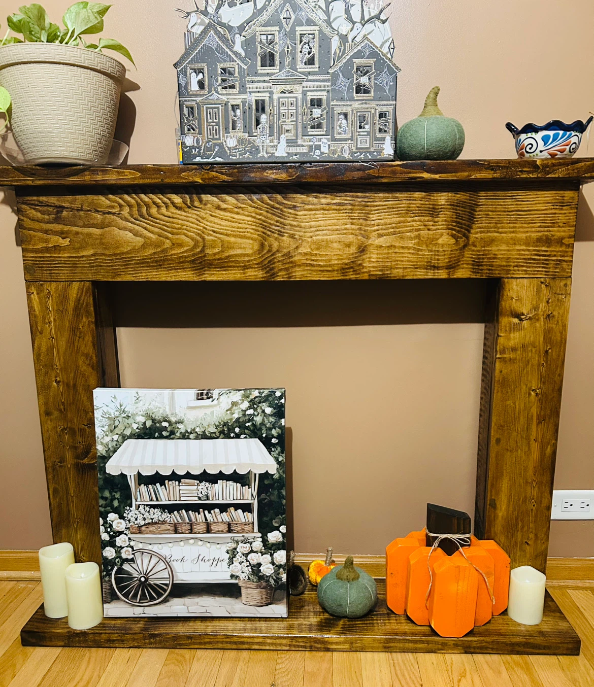 Handmade Wooden Faux Fireplace Mantle – Unfinished, Customizable - photo 4