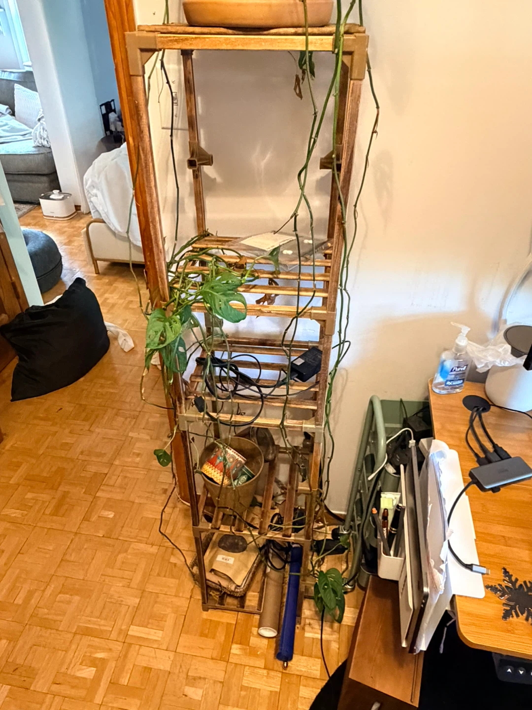 Tall Wooden Plant Stand Shelf