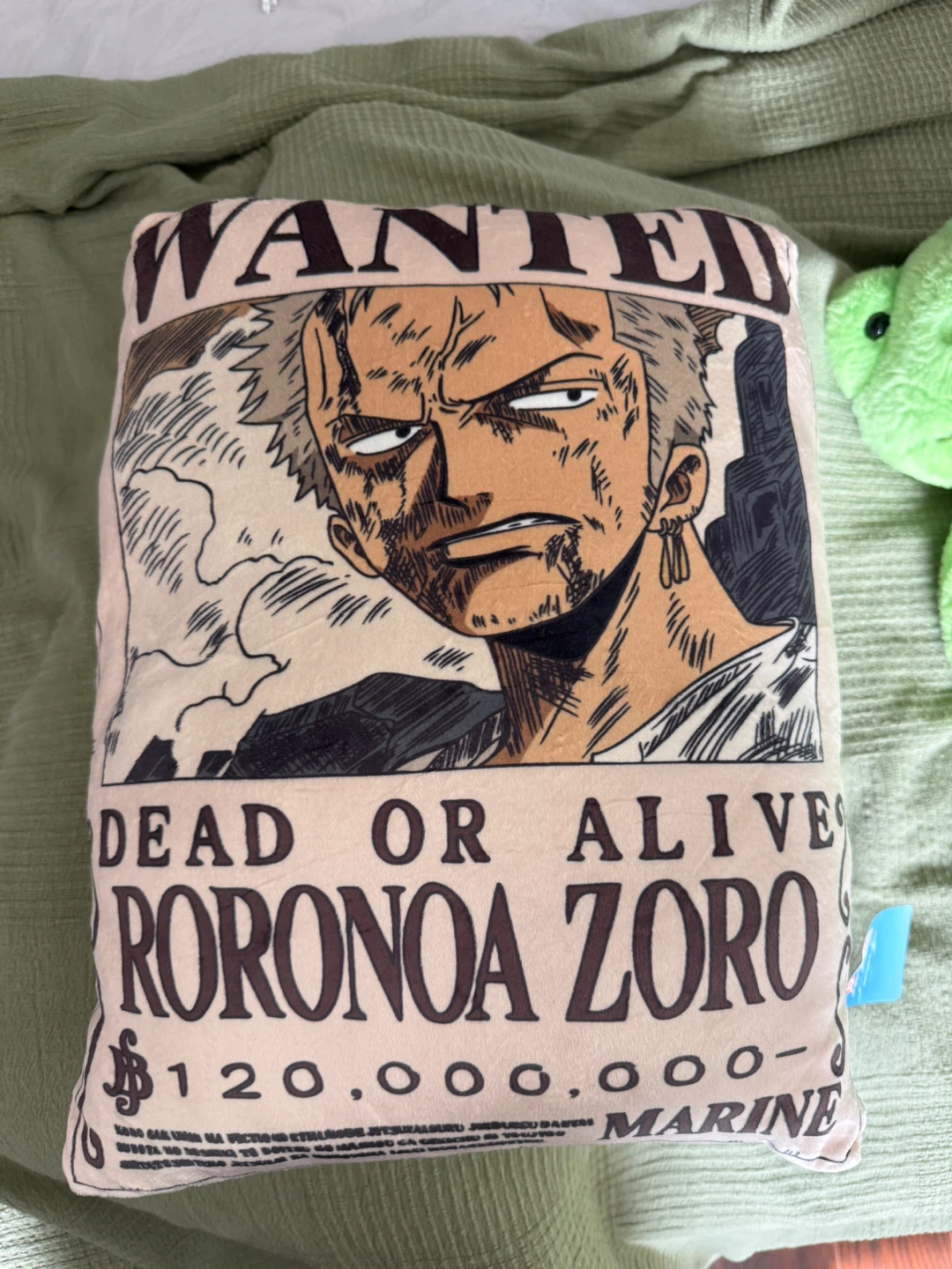 One piece Zoro wanted poster pillow!