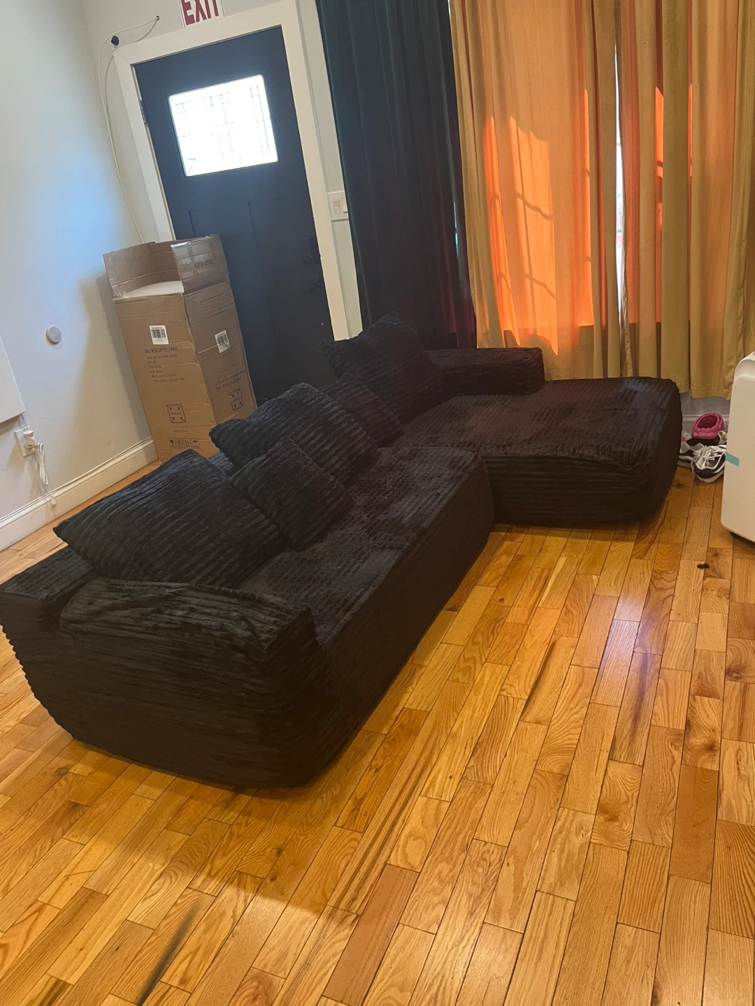 Black boneless Sectional Sofa