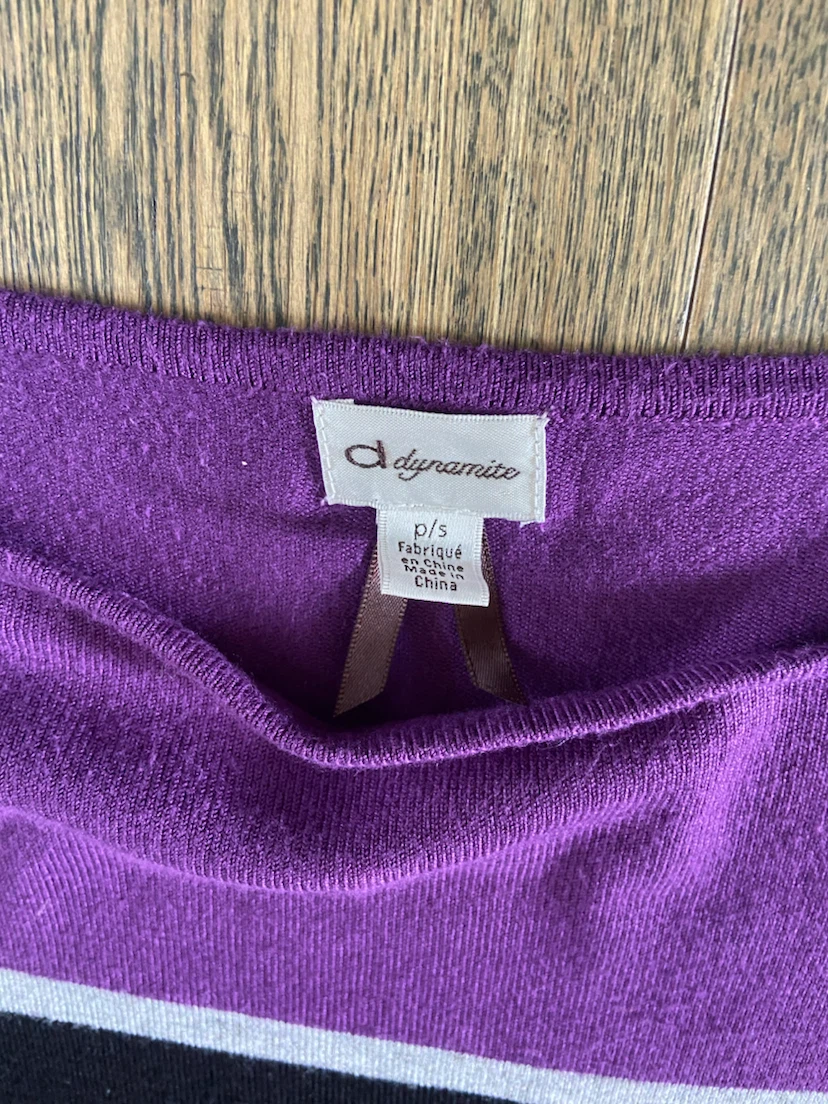 Dynamite Purple and Black Colorblock Knit Dress Size S - photo 3